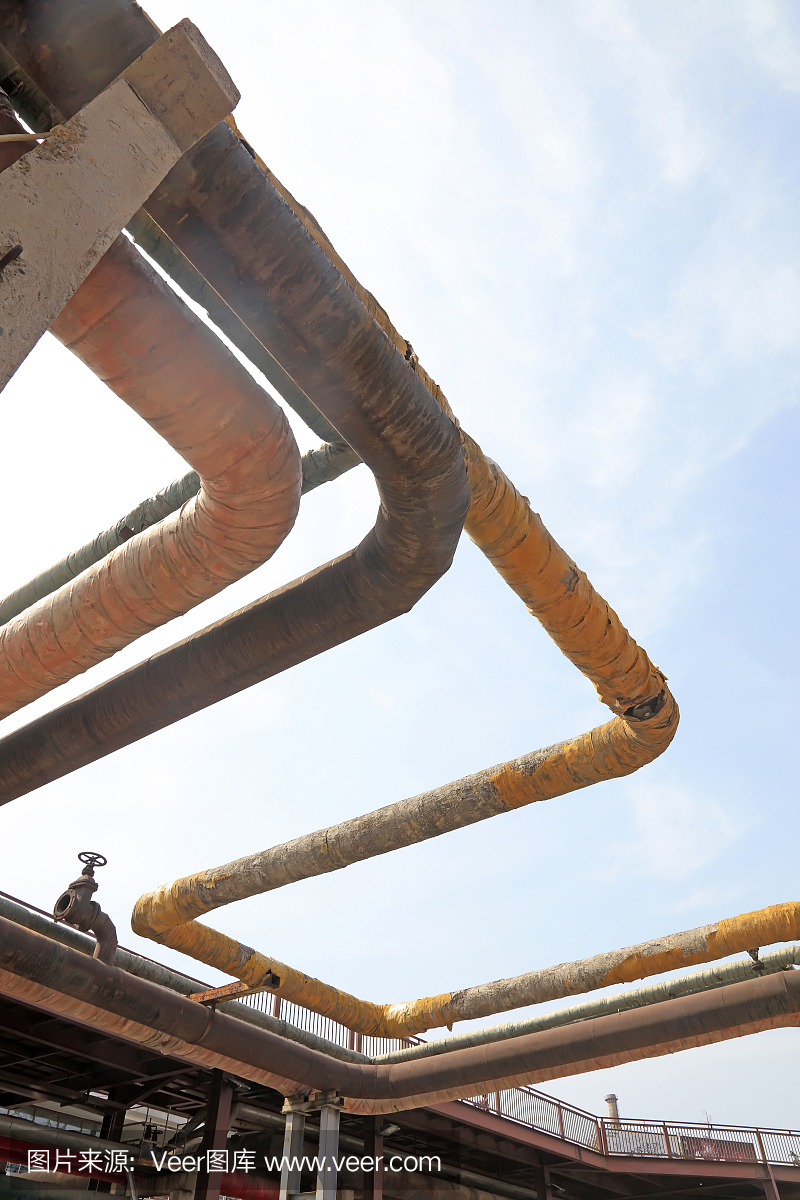 废弃工厂的管道,特写照片