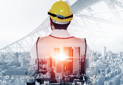 建筑工程师或从事现代设备技术的建筑工人